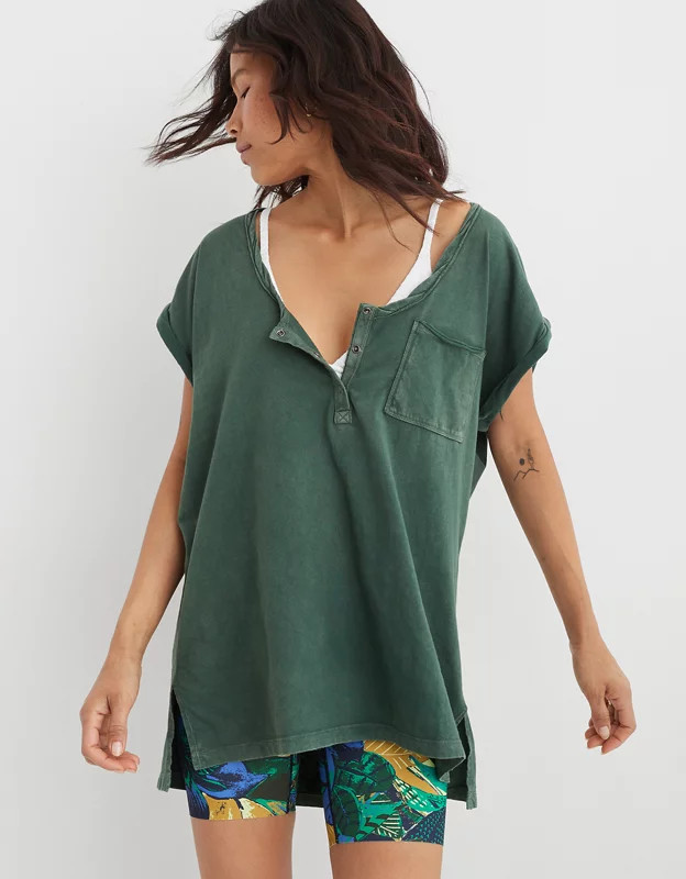 Aerie Oversized Henley T-Shirt | Aerie