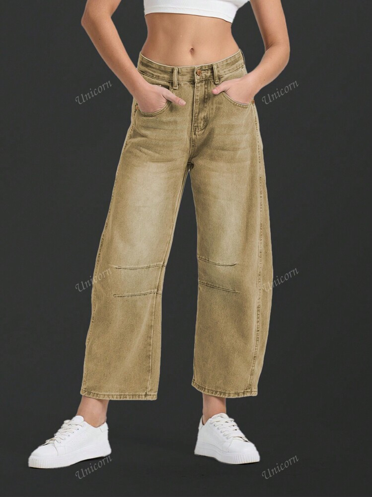 TrendsCasual Loose Design High-Waist Banana Pants Women's Baggy  Jeans Cropped Pants | SHEIN