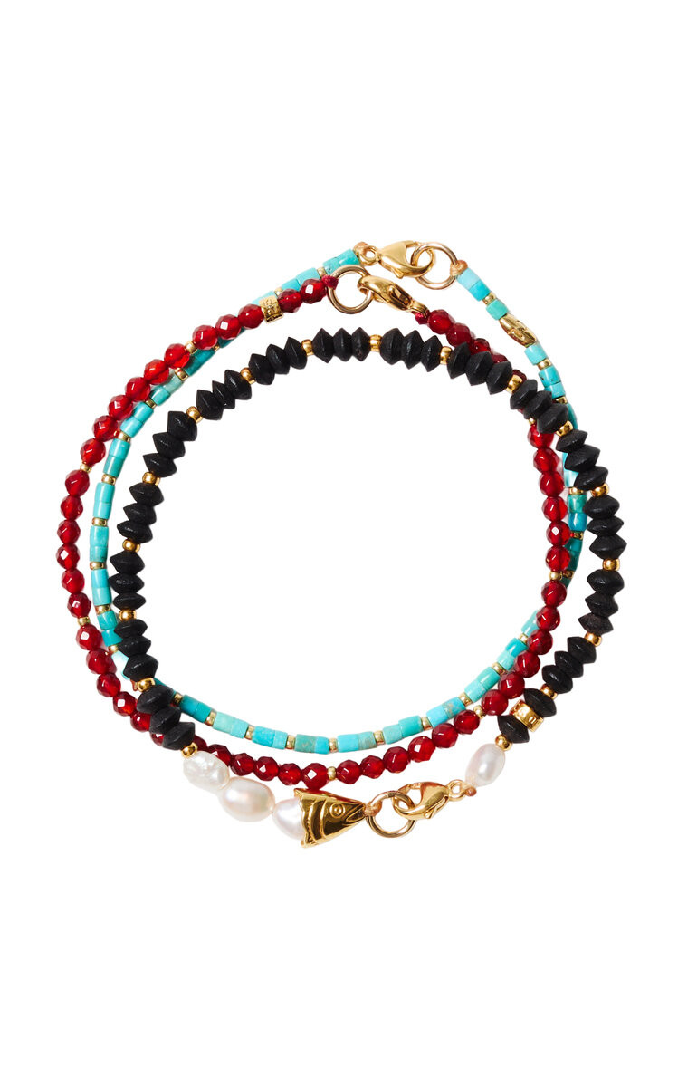 Trio Friendship 18K Gold-Plated Multi-Stone Bracelet Set | Moda Operandi (Global)