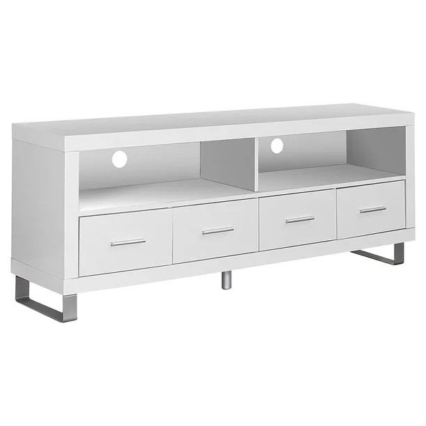 Monarch Hollow-Core TV Console in White with Drawers - Walmart.com | Walmart (US)