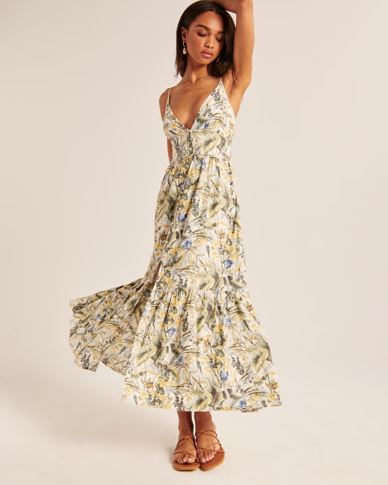 Women's Button-Through Maxi Dress | Women's | Abercrombie.com | Abercrombie & Fitch (US)