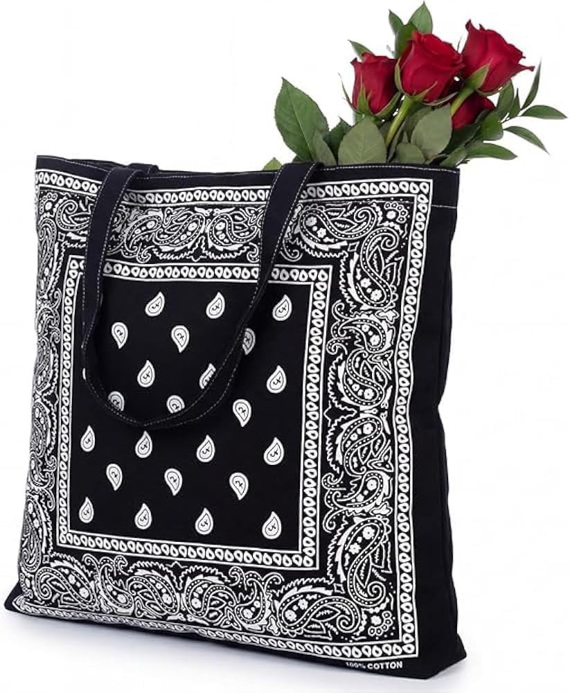 Western Paisley Printed Bandana Tote Bag Canvas Large Vintage Y2K Aesthetic Cowboy Gift Bag for W... | Amazon (US)