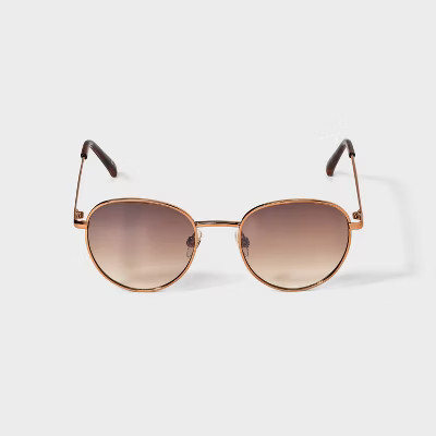 Womens Shiny Metal Round Sunglasses - Universal Thread™ Bronze | Target