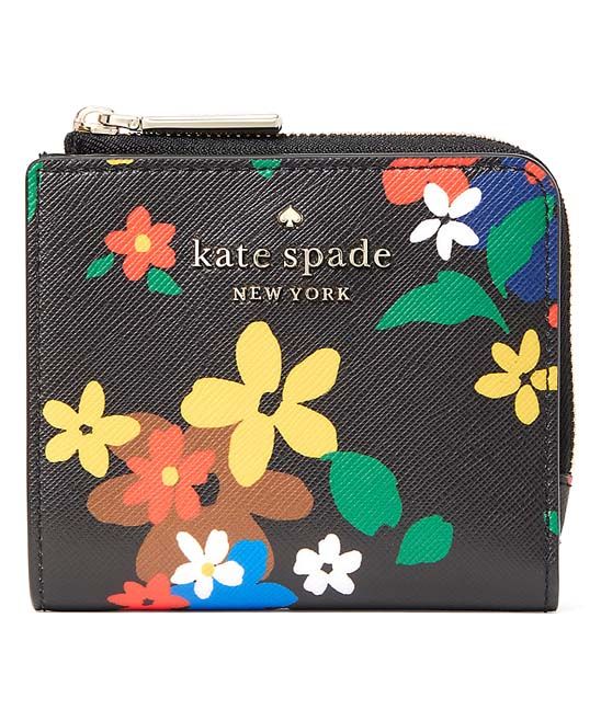 Kate Spade New York Women's Wallets Black - Black & Red Sailing Floral Staci Leather L-Zip Bi-Fold W | Zulily