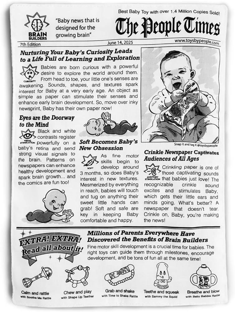 People Brain Builders: Baby Newspaper - Crinkly Baby Toy | Amazon (US)