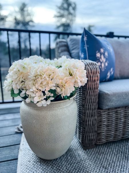 New planters I grabbed for the front porch and added these hydrangea stems. I have 6 stems in this planter! 

#LTKHome
