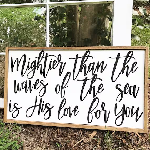 Mightier than the waves of the sea is his love for you - scripture - christian quote - inspiratio... | Etsy (US)