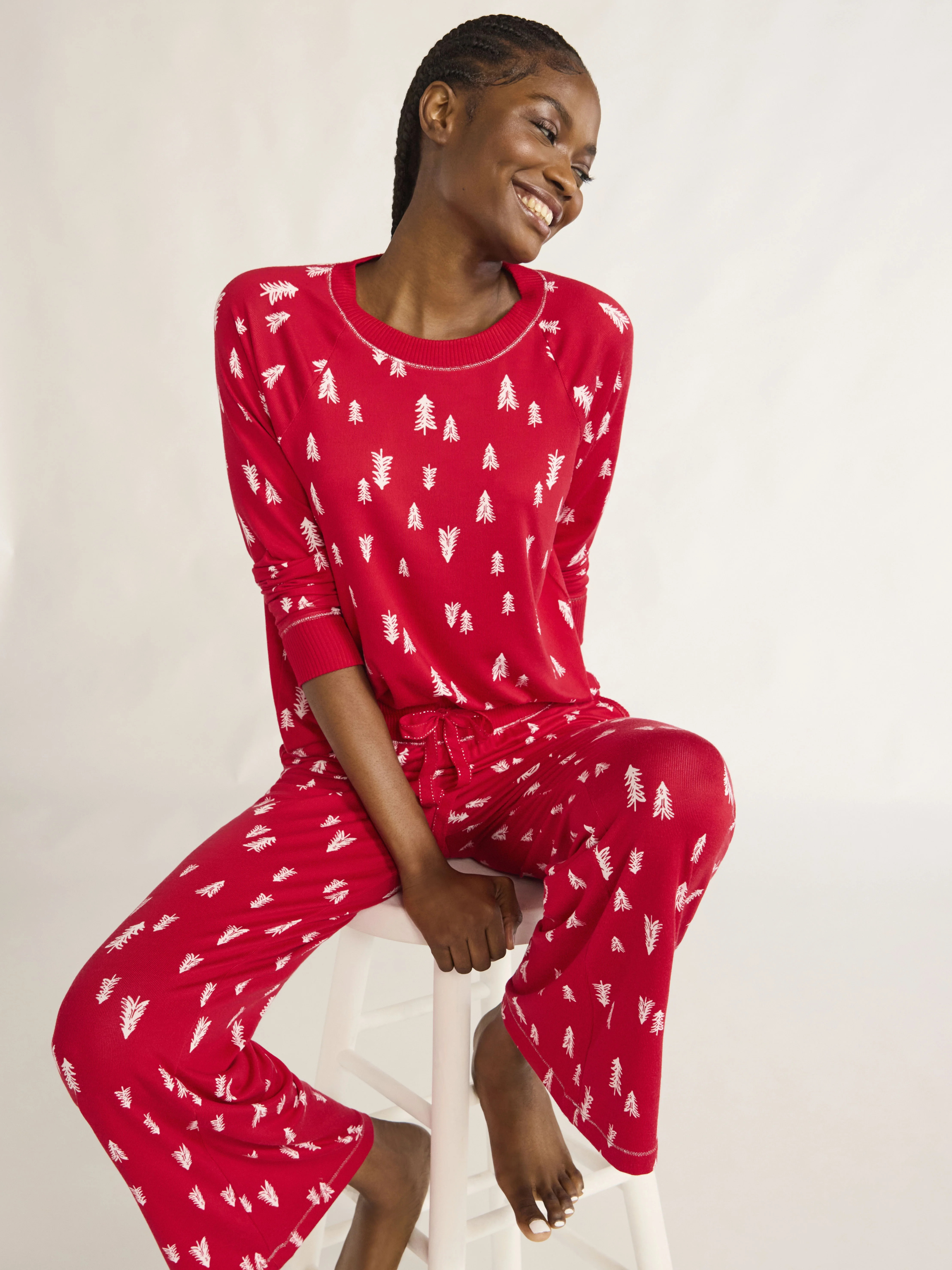 Joyspun Women’s Brushed Jersey Top and Wide Leg Pants Pajama Set, 2-Piece, Sizes XS-4X | Walmart (US)