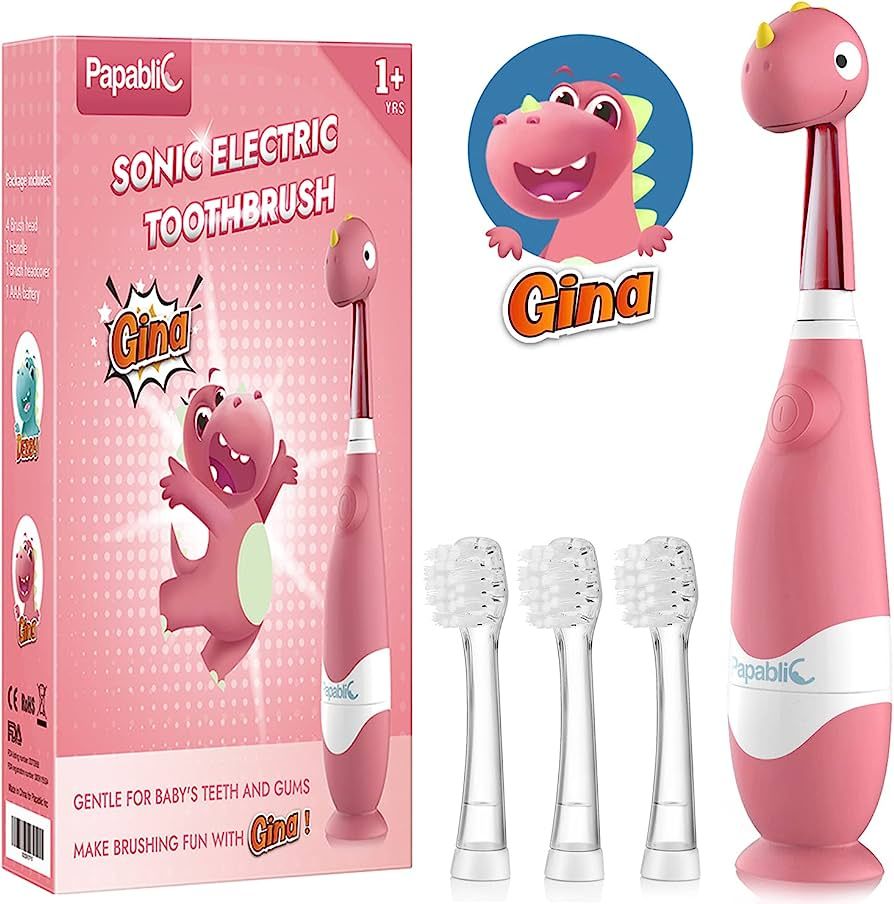 Papablic (4 Pack) Baby Sonic Electric Toothbrush, Toddler Toothbrush for Ages 1-3 Years with Cute... | Amazon (US)