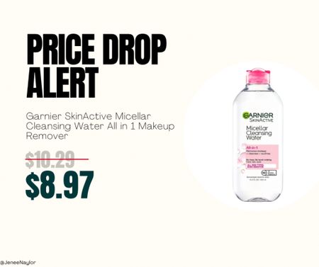 Price drop alert: Garnier SkinActive Micellar Cleansing Water All in 1 Makeup Remover! 

#LTKbeauty #LTKmidsize #LTKU
