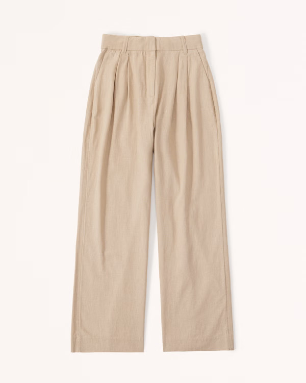 Linen-Blend Tailored Wide Leg Pant | Abercrombie & Fitch (US)