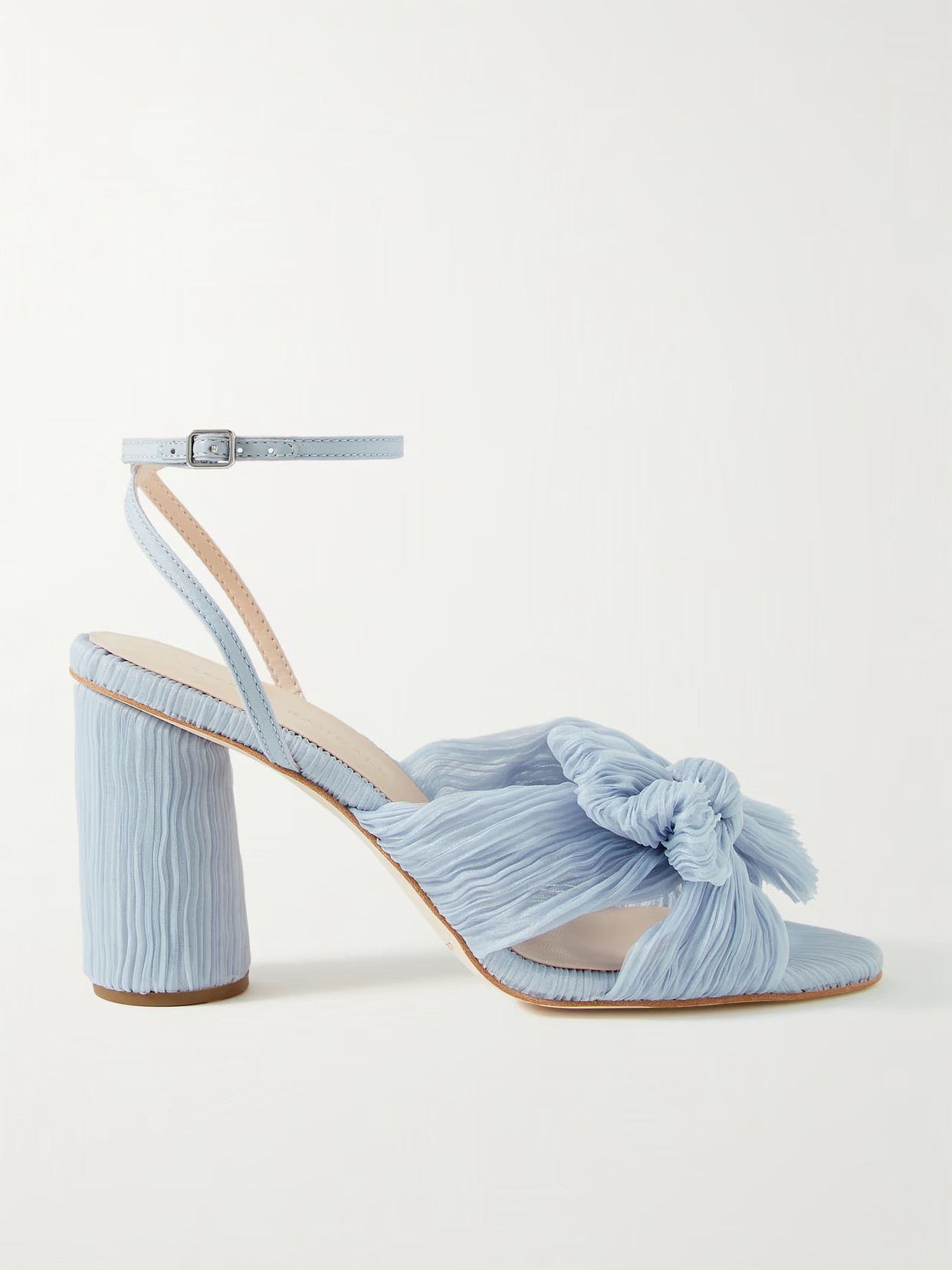 Loeffler Randall - Camellia Bow-embellished Plissé-organza Sandals - Blue | NET-A-PORTER (US)