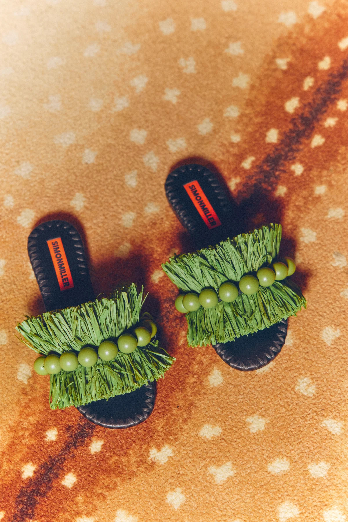 Island Fringe Salerno Sandal In Moss Green/Black | Simon Miller