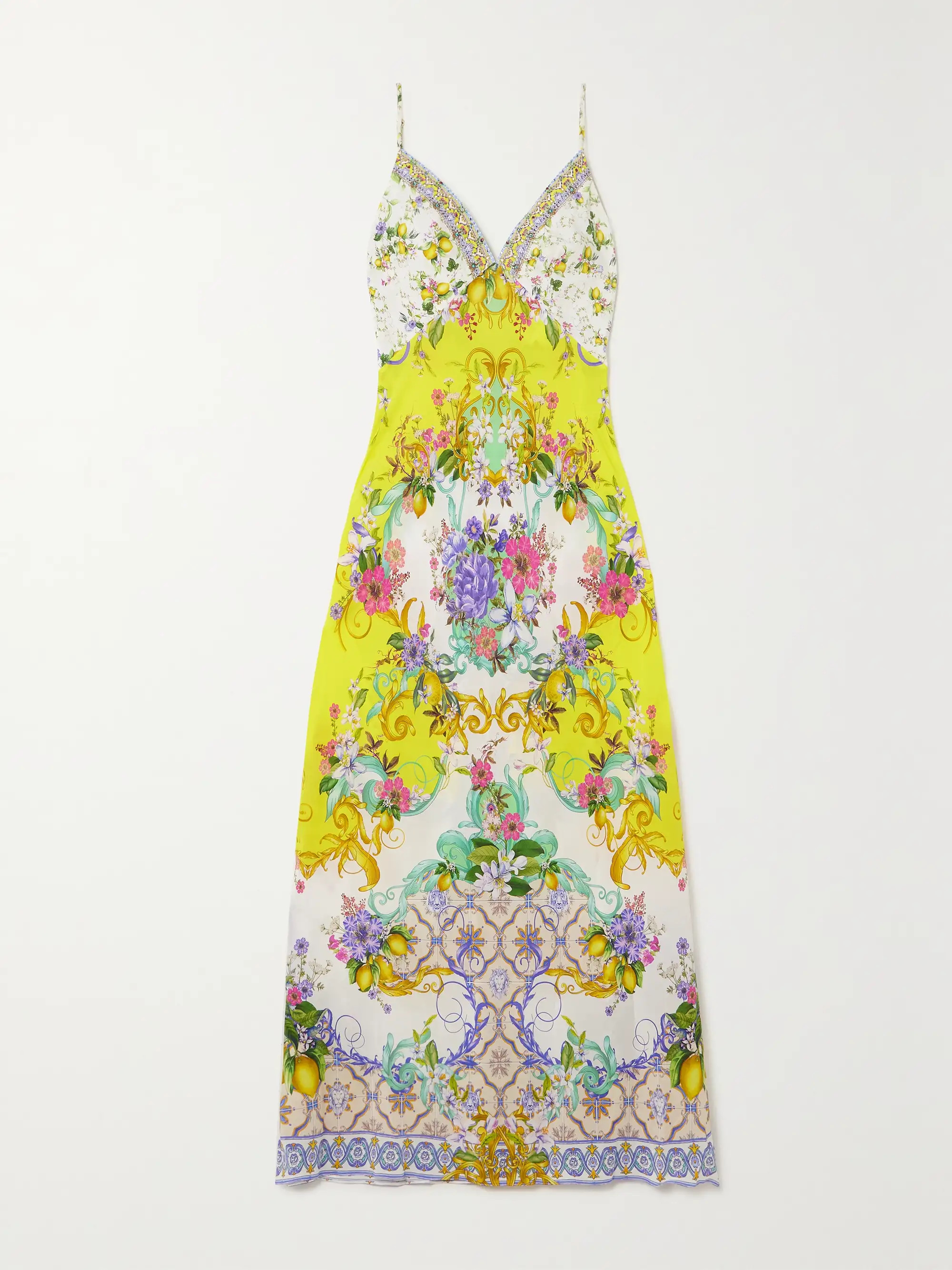CAMILLA Embellished floral-print silk crepe de chine maxi dress | NET-A-PORTER | NET-A-PORTER (US)