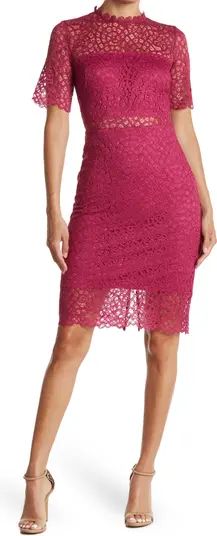 Lace Sheer Panel Knee Length Dress | Nordstrom Rack