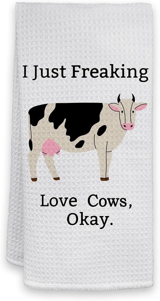 HIWX Cow Kitchen Towels, i Just Freaking Love Cows Okay Cow Lovers Decorative Kitchen Towels Dish... | Amazon (US)