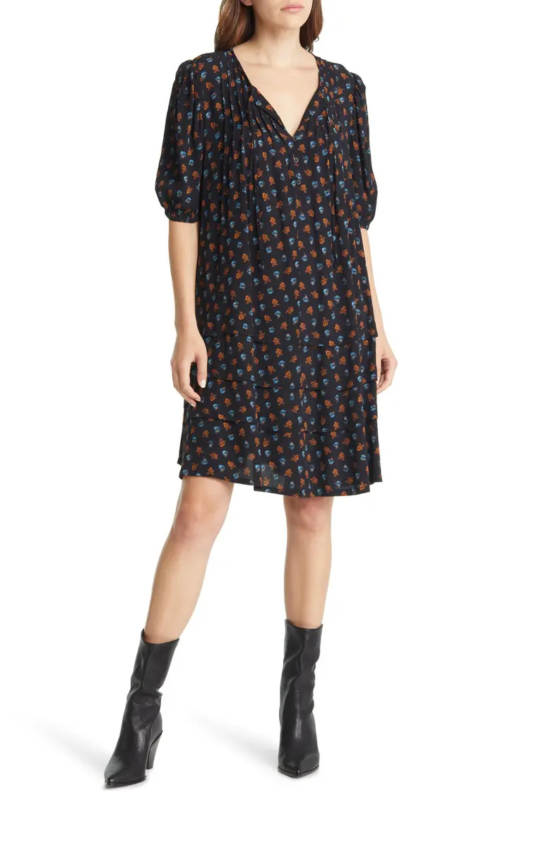 Women's Pintuck Puff Shoulder Shift Dress | Nordstrom
