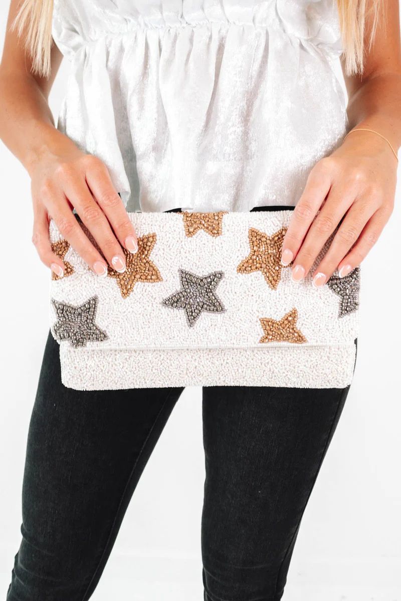 All Star Beaded Clutch - White | The Impeccable Pig