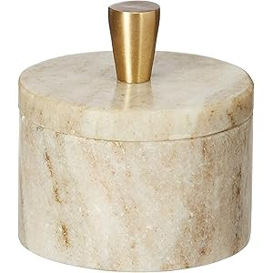 Queenza Salt Cellar with Lid - Brown Marble Salt Cellar with Premium Brass Knob - 3 Inch Salt Con... | Amazon (US)