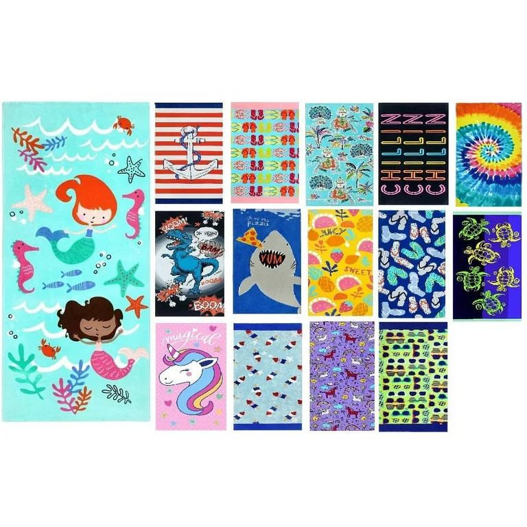 Kaufman- Mermaid Kids Beach, Camp Towel 100% Cotton, 30'' x 60", Multicolor | Walmart (US)
