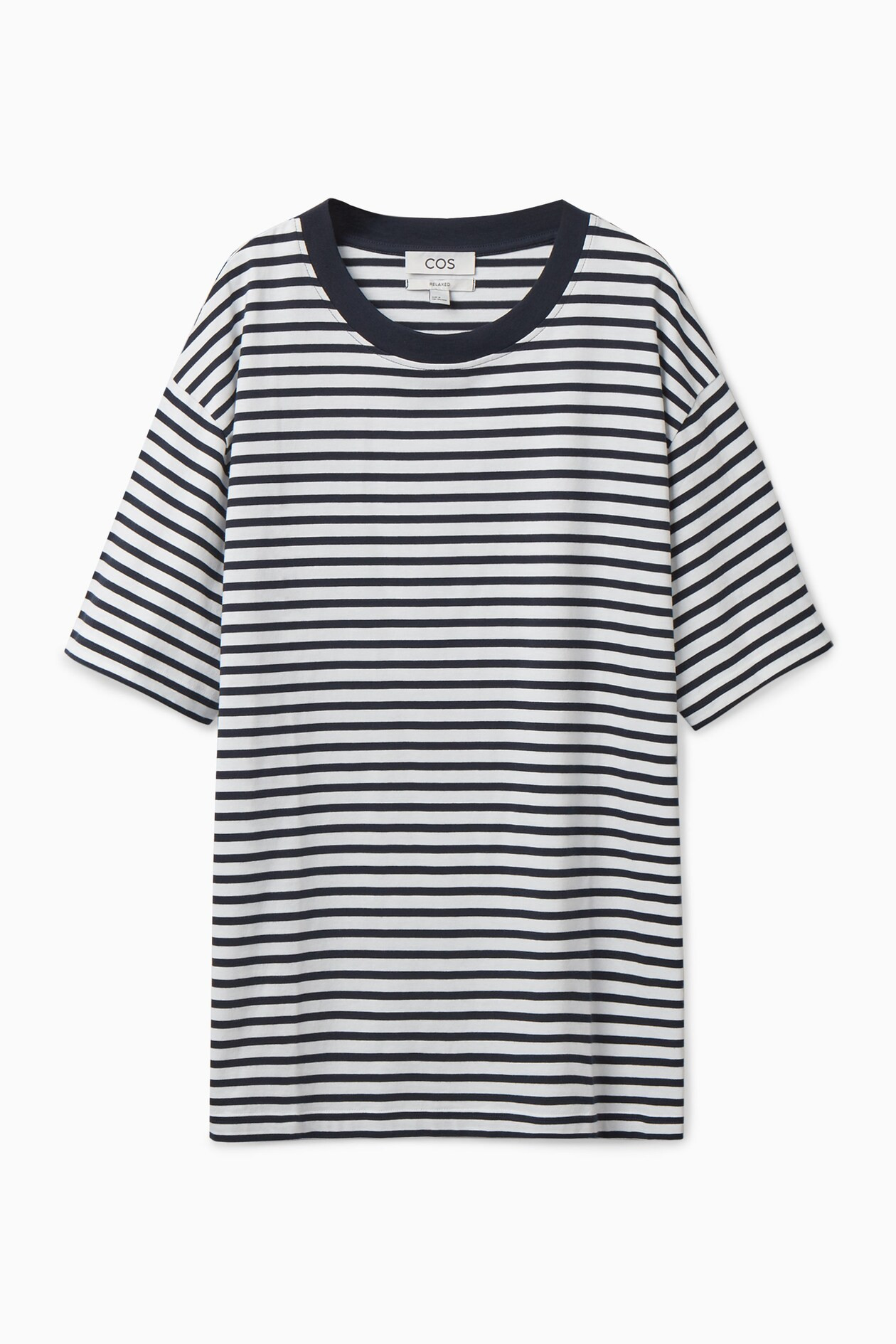 SLOUCHED T-SHIRT - WHITE / NAVY | COS (AU)