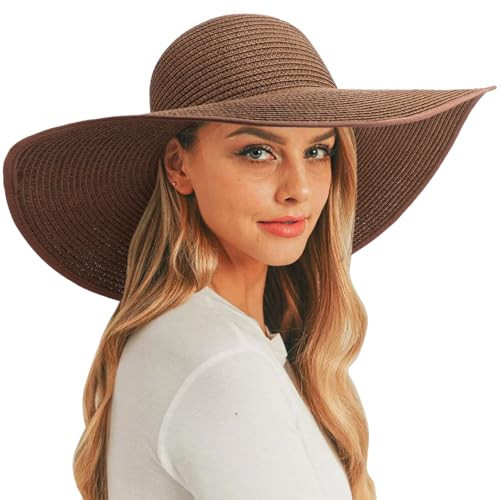 DRESHOW Sun Hats for Women Wide Brim Summer Hat Large Floppy Sun Straw Hat Foldable Packable Beach Hats UPF 50+ | Amazon (US)