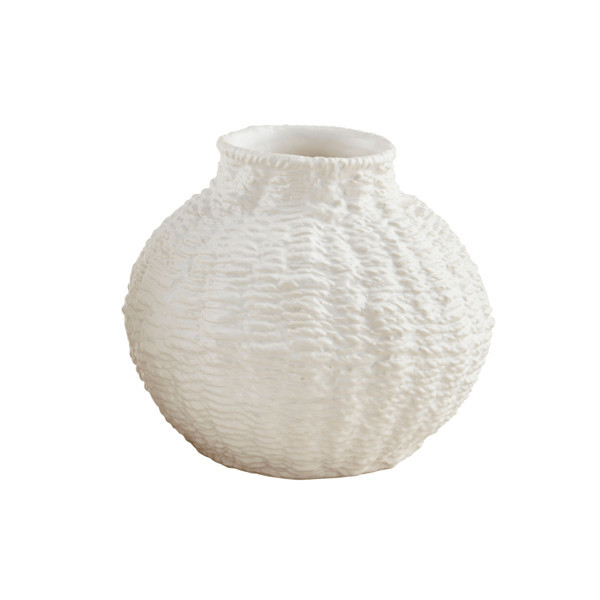 Mud Pie Small Woven Ceramic Vase in White | Stoneware | Mud Pie