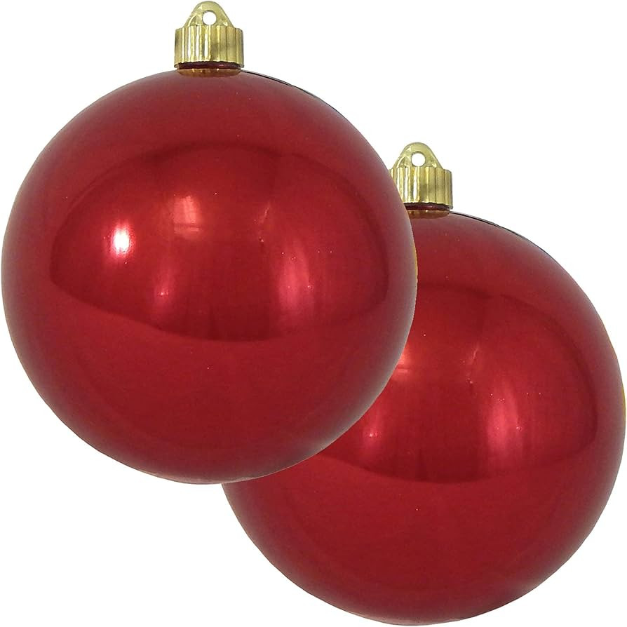 Christmas By Krebs 6" (150mm) Shiny Sonic Red [2 Pieces] Solid Commercial Grade Indoor and Outdoo... | Amazon (US)