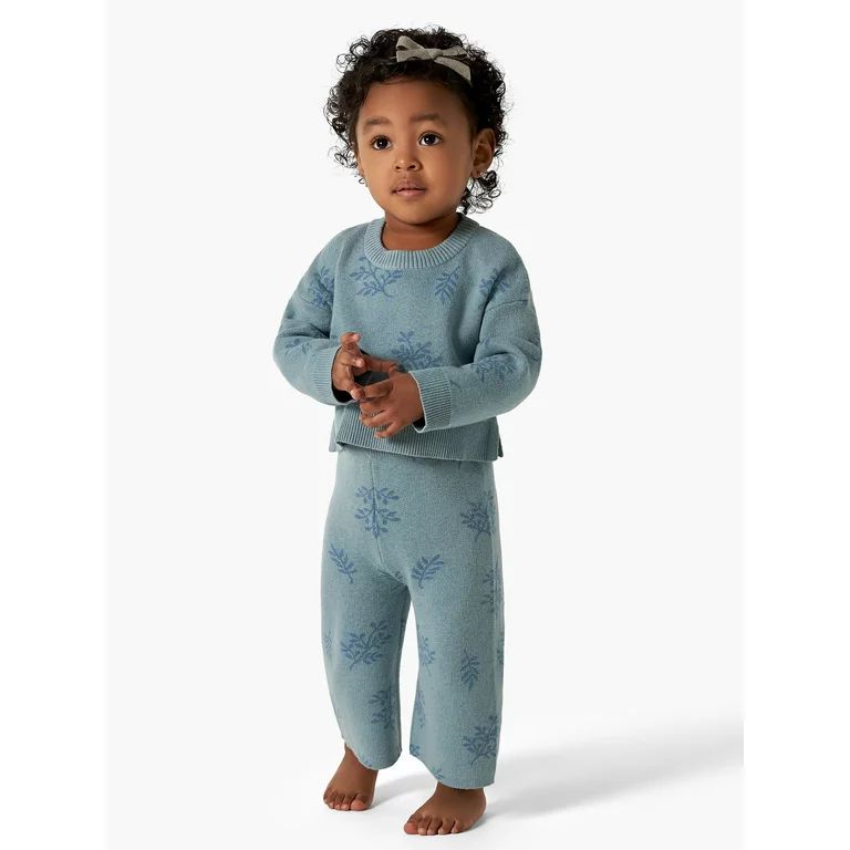 Modern Moments by Gerber Baby & Toddler Girl Jacquard Sweater & Wide-Leg Pant, 2-Piece Set, 12M-5... | Walmart (US)