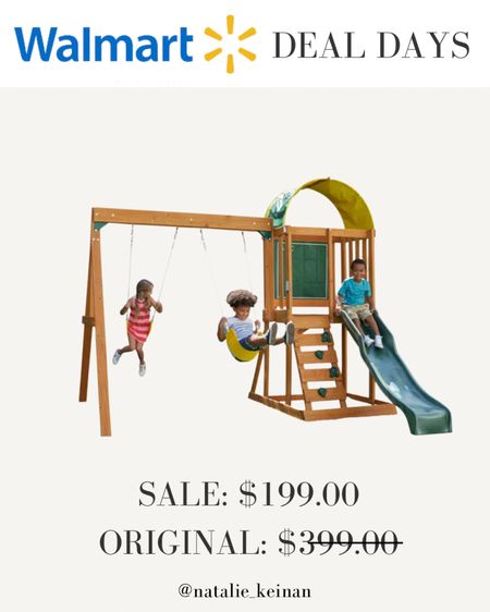 Walmart deal days! Walmart find. Sale alert. Early holiday shopping. Kidkraft outdoor swing set. Wooden play set. Kids present. 

#LTKfamily #LTKHoliday #LTKsalealert