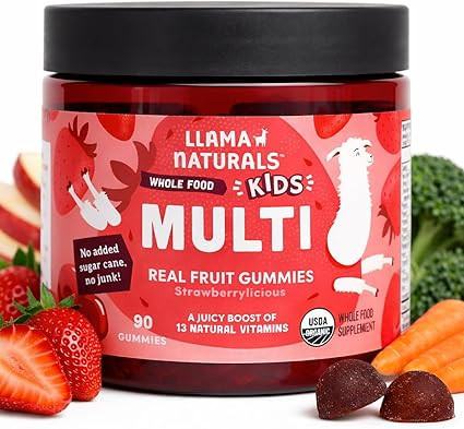 Llama Naturals Kids Multivitamin Gummies | Real Fruit, No Added Sugar Cane | Organic Vegan Toddle... | Amazon (US)