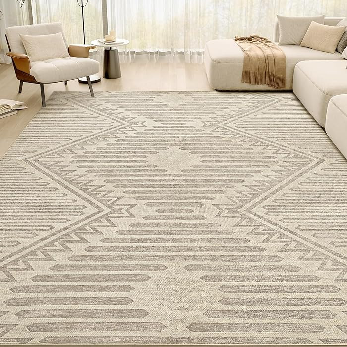 Boho Beige 5x7 Area Rugs Textured Tufted Rugs for Living Room Bedroom Nursery Rug-Carpet Washable... | Amazon (US)