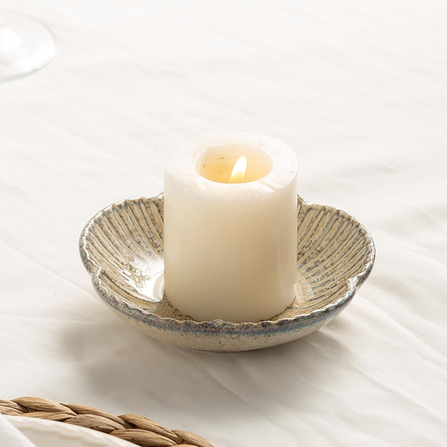 BEUNAIZER Ceramic Pillar Candle Holder Plate, Decorative Candlestick Holder | Amazon (US)