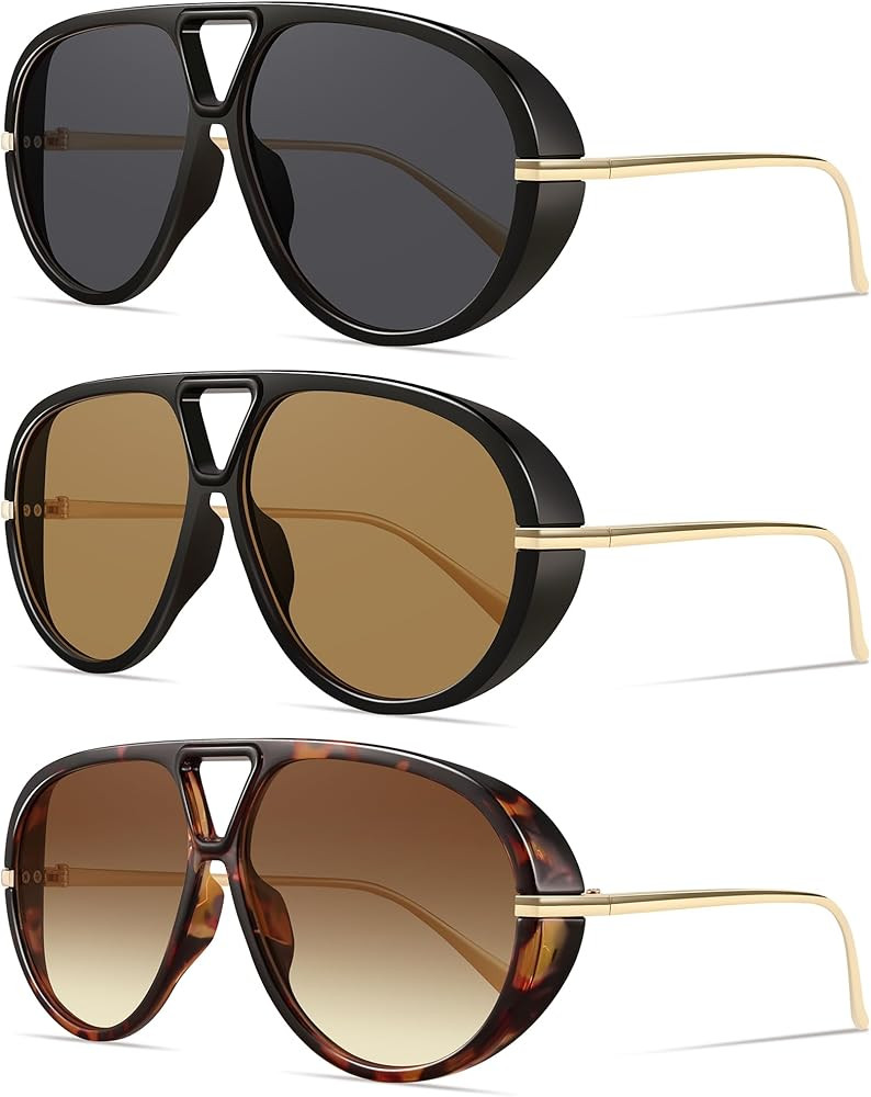 Oversized Retro Aviator Sunglasses for Women Men Trendy 70s Vintage Style Sun Glasses UV Protecti... | Amazon (US)