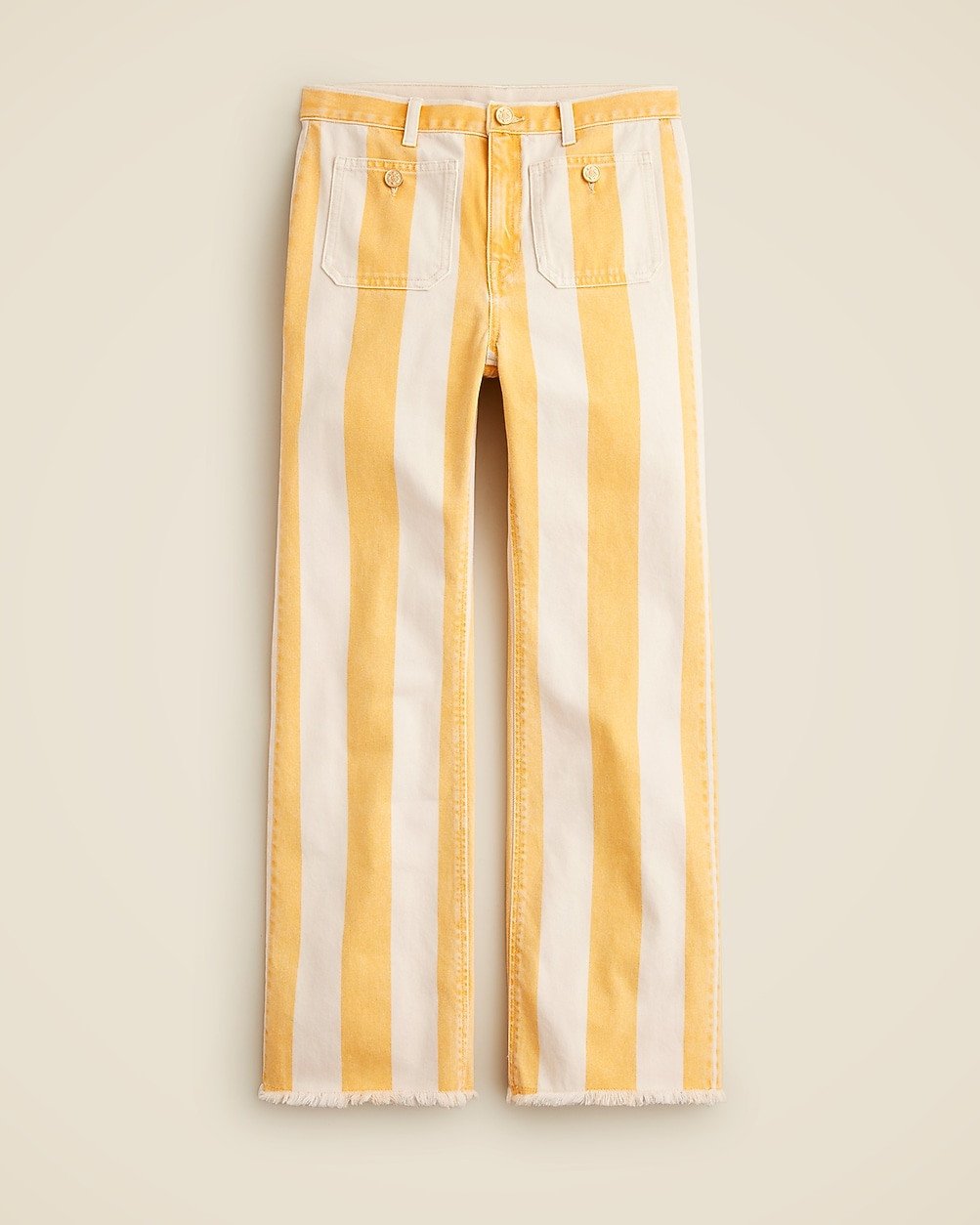 Tall sailor mid-rise relaxed demi-boot jean in sunflower stripe | J. Crew US