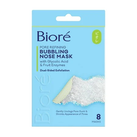 Bioré Pore Refining Bubbling Nose Mask Exfoliant for Face Pore Cleansing Mask 8 Ct | Walmart (US)