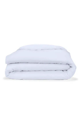 Casper white supersoft duvet cover in crisp white cotton styled on a bed