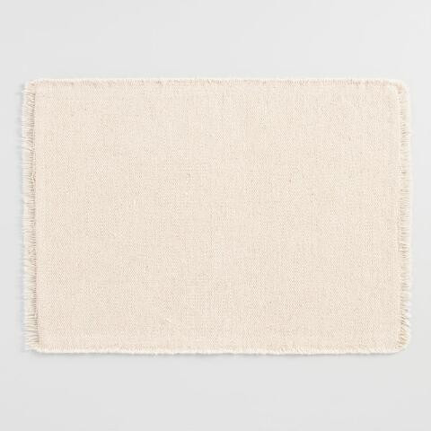 Neutral Woven Placemats with Natural Fringe Set of 4 | World Market