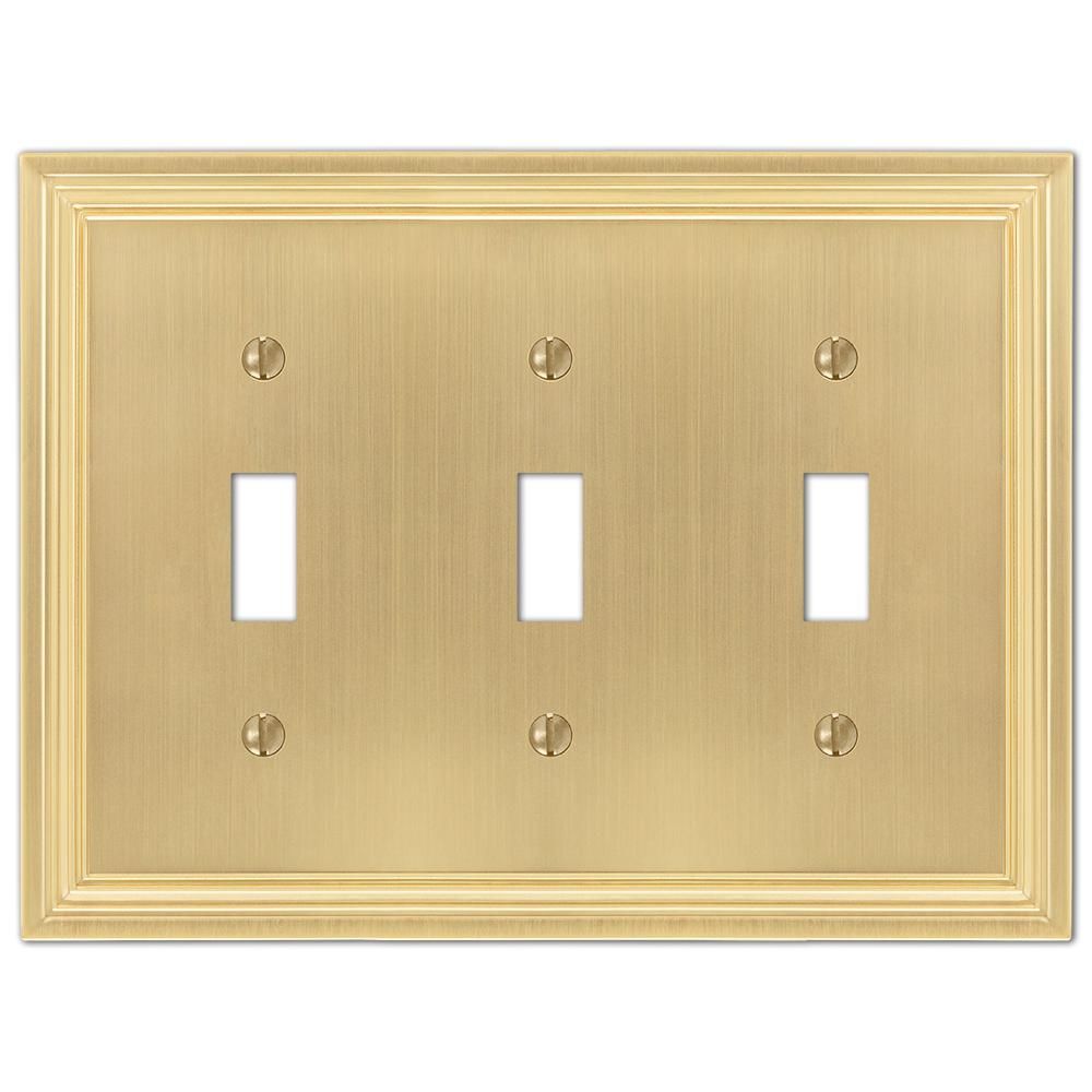 AMERELLE Hallcrest 3 Gang Toggle Metal Wall Plate - Satin Brass-98TTTSB - The Home Depot | The Home Depot