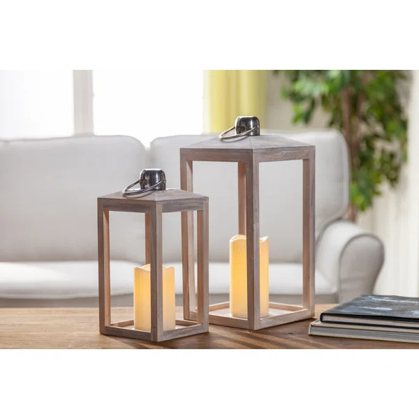Antique 2 Piece Wood Lantern Set (Set of 2) | Wayfair North America