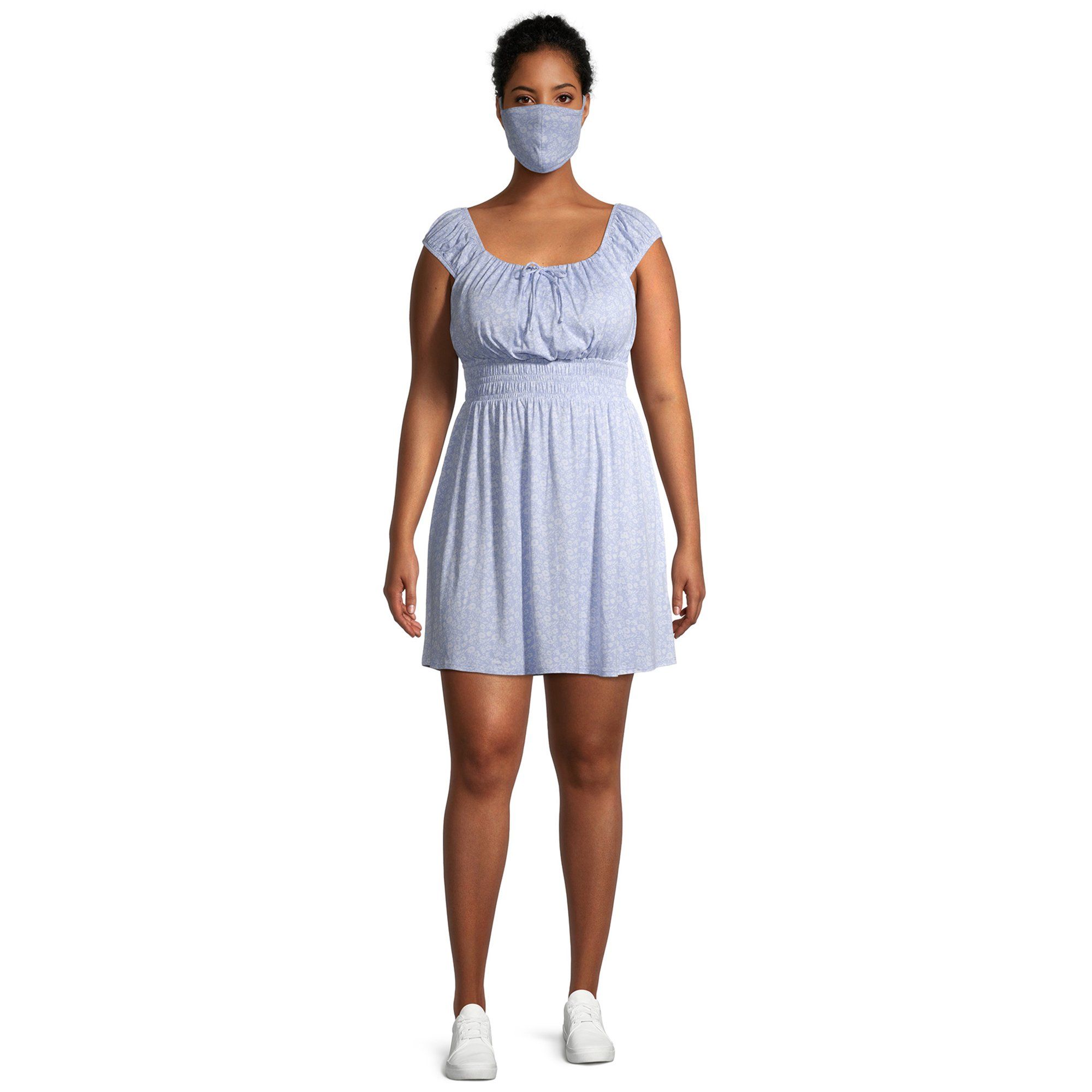 No Boundaries Juniors' Plus Size Peasant Emma Dress with Mask | Walmart (US)