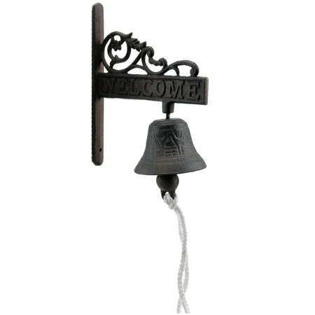 Cast Iron Dinner Bell - Flower Vine Welcome - Distressed Brown | Walmart (US)