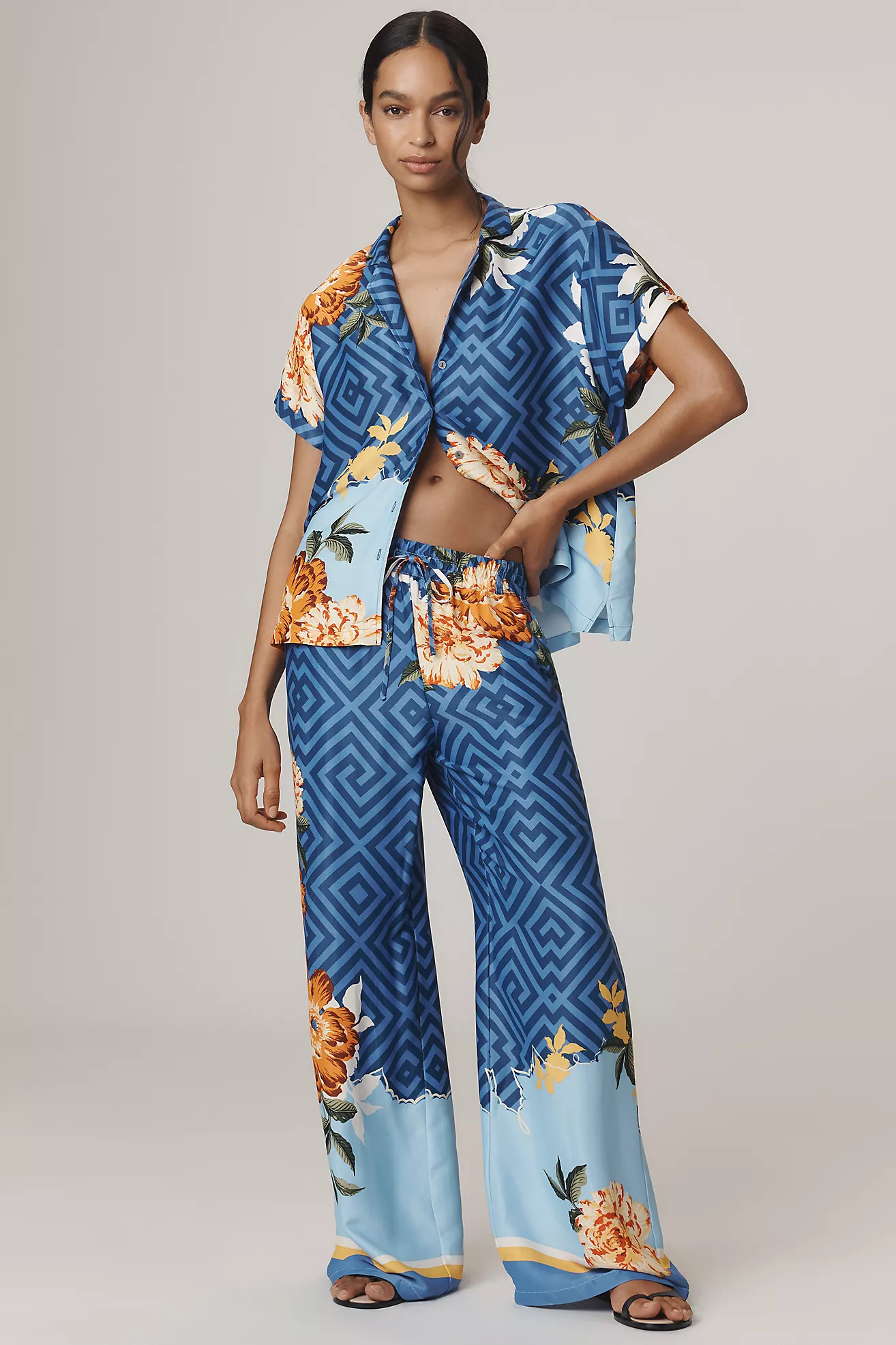 Maeve Straight-Leg Pull-On Silk Pants | Anthropologie (US)