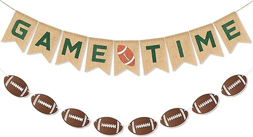 MALLMALL6 2pcs Football Burlap Banners Football Felt Banner Game Time Hanging Party Decoration Sp... | Amazon (US)