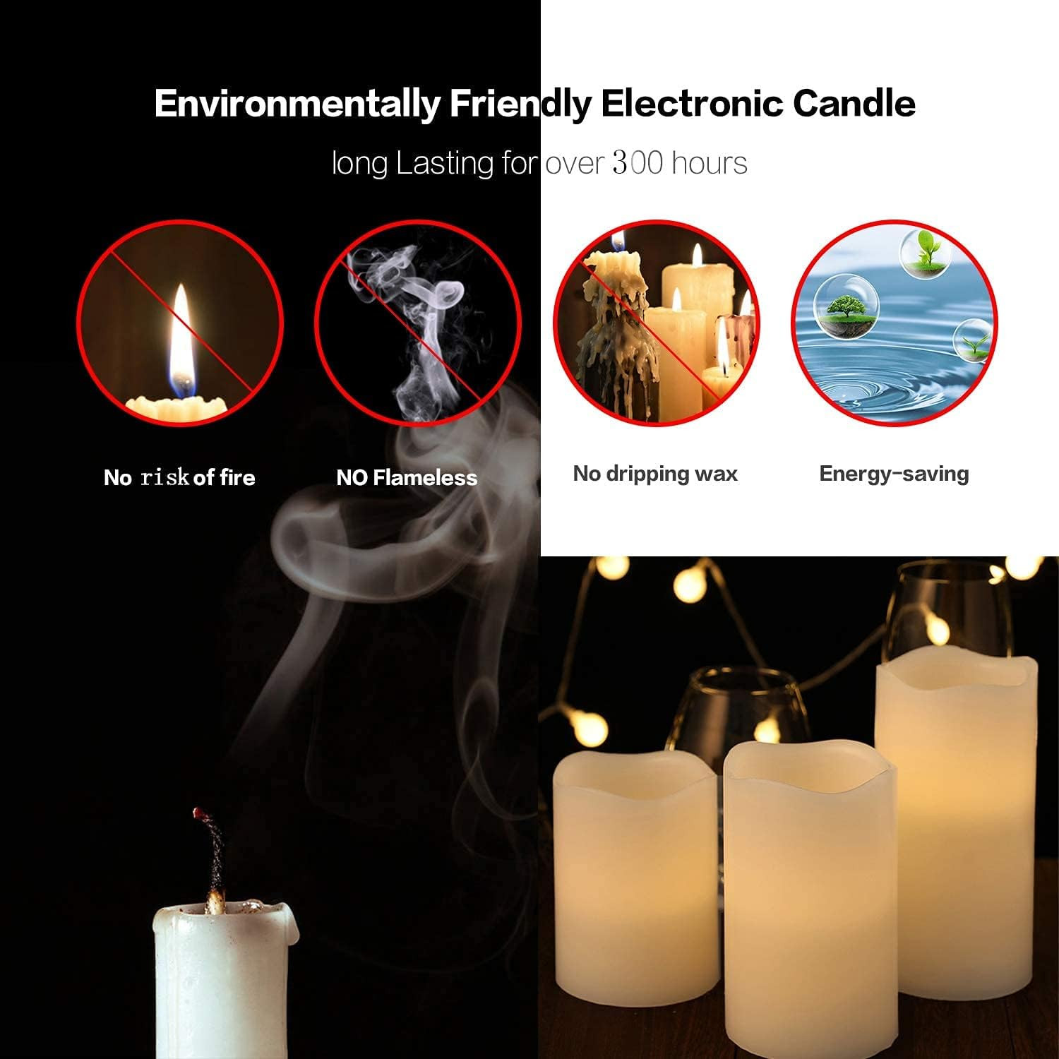 Flameless Battery Operated LED Candles:Real Wax Flickering Electric Candle with Remote Control an... | Amazon (US)