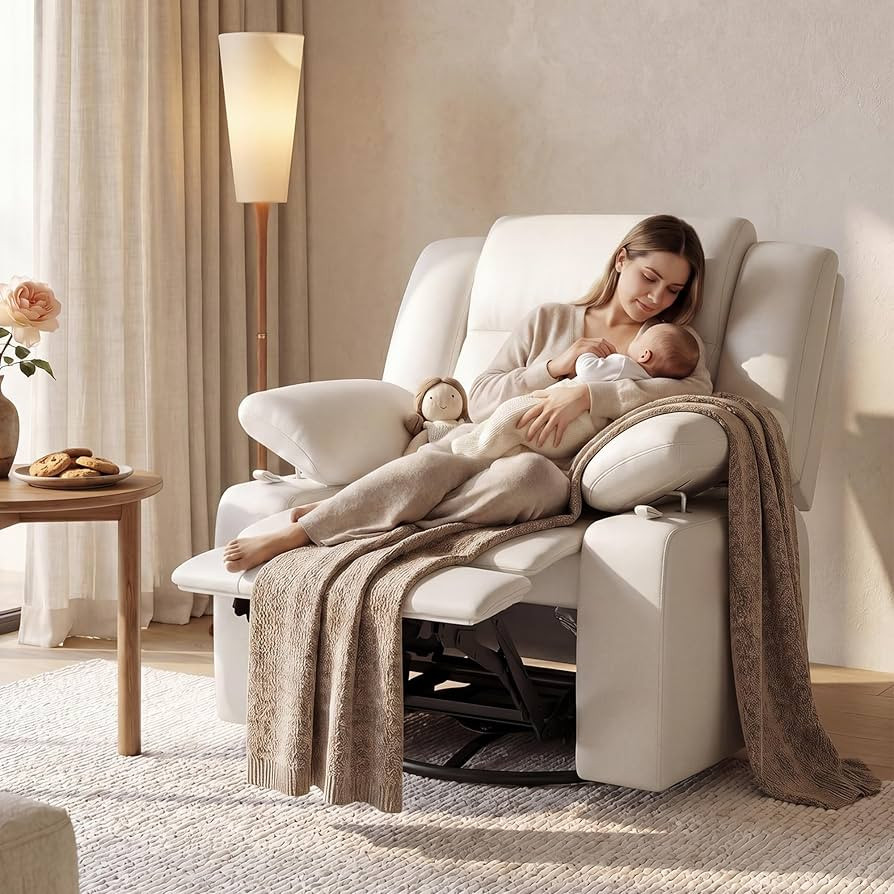 AILEEKISS Nursery Glider Recliner Chair with Adjustable Armrests, Swivel Rocking Recliner for Bre... | Amazon (US)