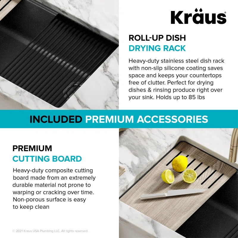 Kraus Bellucci 32 in. Undermount Quartz Composite Single Bowl Kitchen Sink with Accessories | Wayfair North America