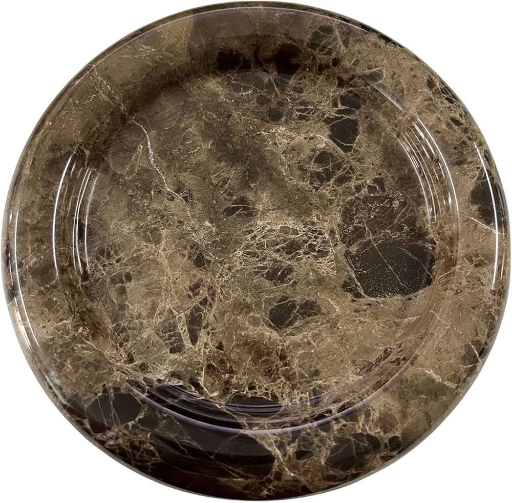 SAIDKOCC Natural Marble Round Vanity Tray Jewelry Makeup Dish Decorative Tray for Coffee Table,Ba... | Amazon (US)