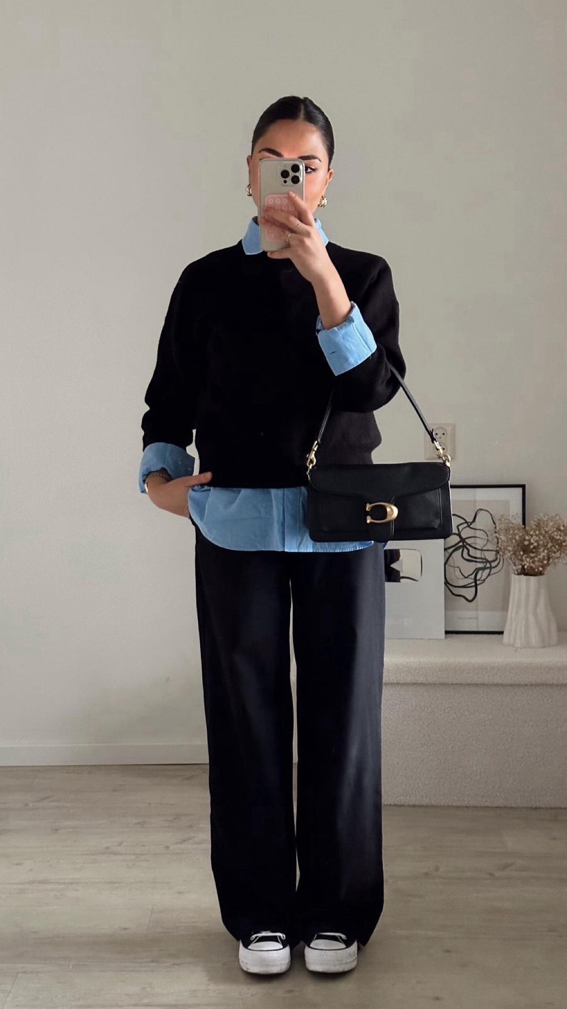 Weekday outfit - blue shirt & black trousers 🖤

outfit inspiration, autumn outfit, black smart trousers, Coach tabby shoulder bag, black bag, black converse, half zip jumper, Nederland. 

#LTKSeasonal #LTKeurope #LTKstyletip
