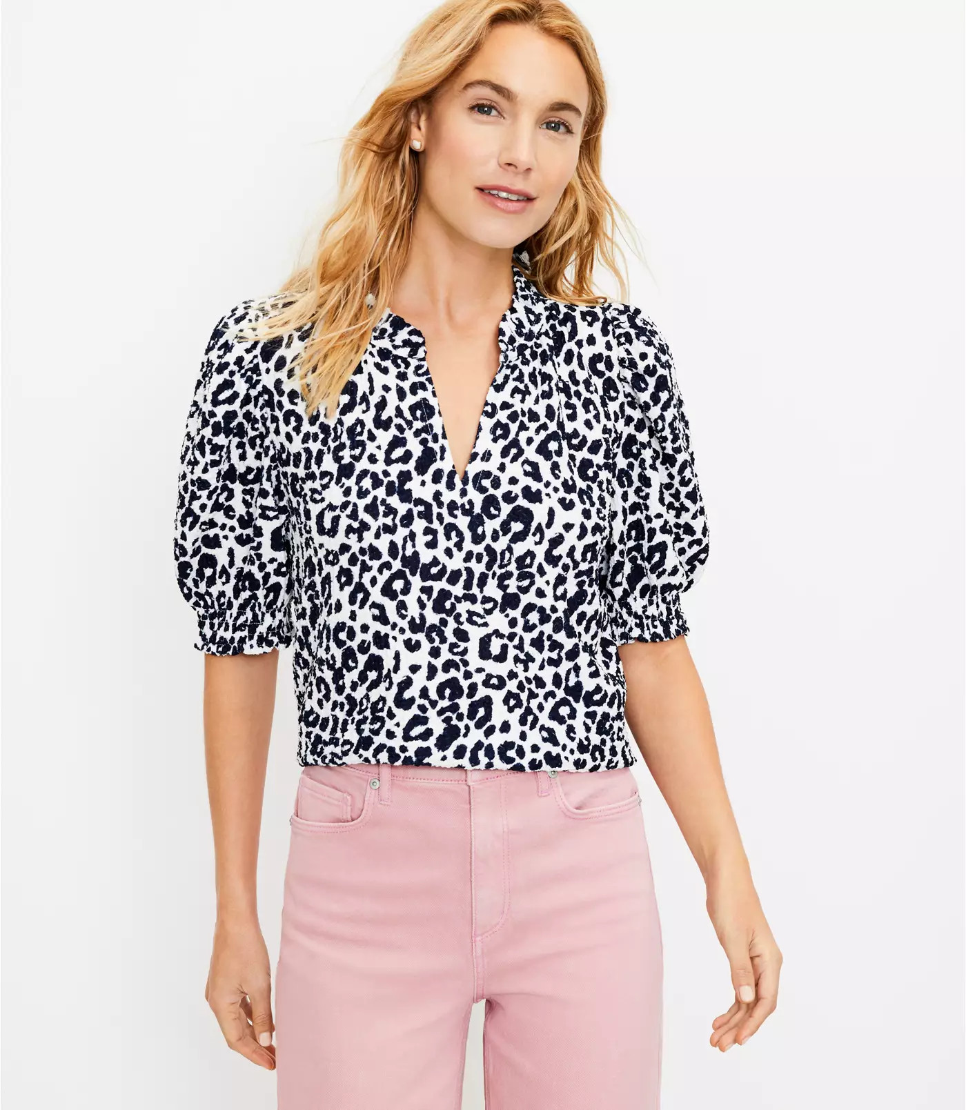 Leopard Print Puff Sleeve Top | LOFT | LOFT